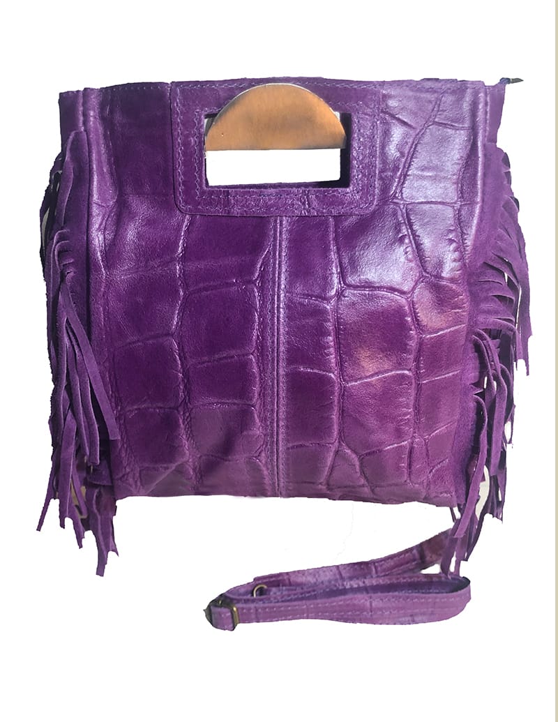 Bolso Piel Coco Morado