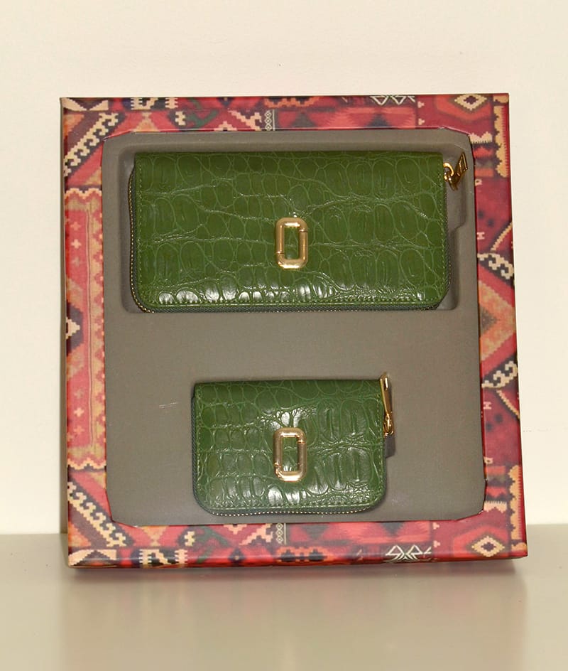 Conjunto Cartera y Monedero Verde